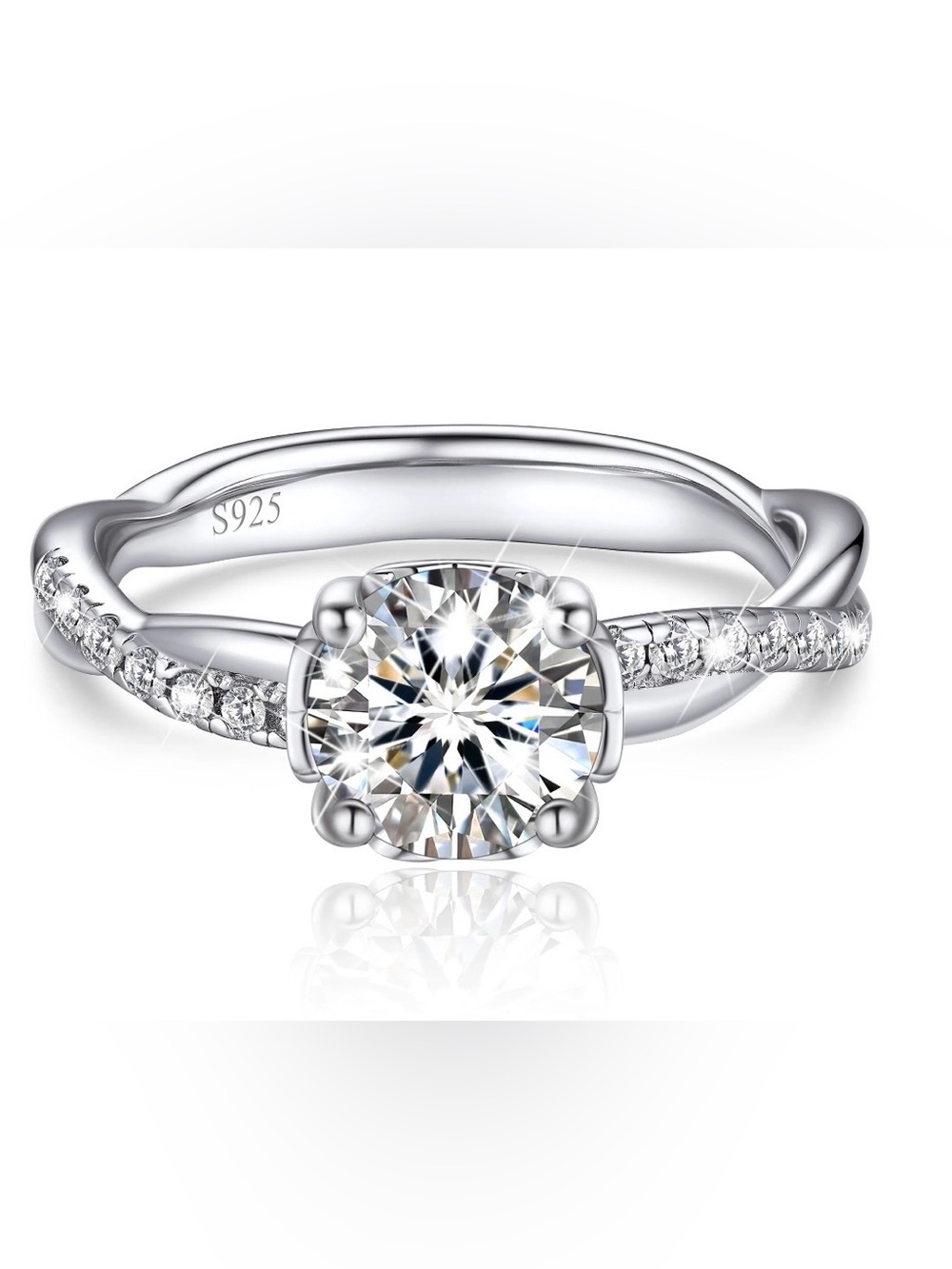 1 CT Moissanite Promise Ring D VVS1 925 Sterling Silver 18K White Gold Plated